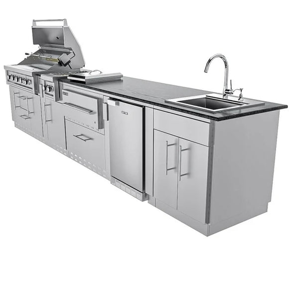 Sunstone 13 Foot 7 Inch French Quarter Outdoor Kitchen Island Package