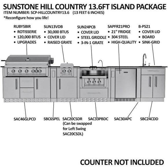 Sunstone Hill Country 13 Ft 6 In Outdoor Cabinet Island Package
