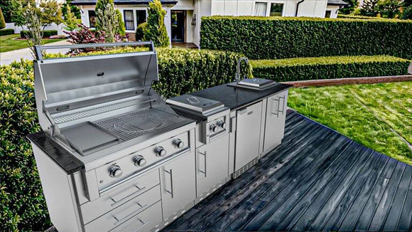 Sunstone The Houston 9 Foot 8 Inch Outdoor Griller’s Paradise Island Package