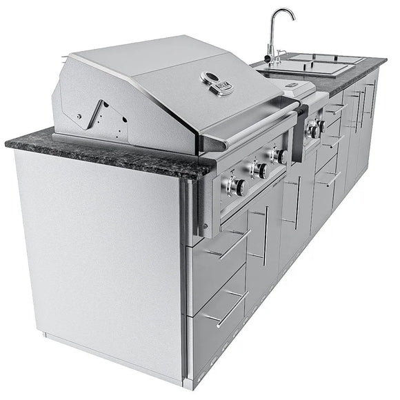 Sunstone Magnolia 10 Ft Outdoor ADA Kitchen Cabinet Island Package