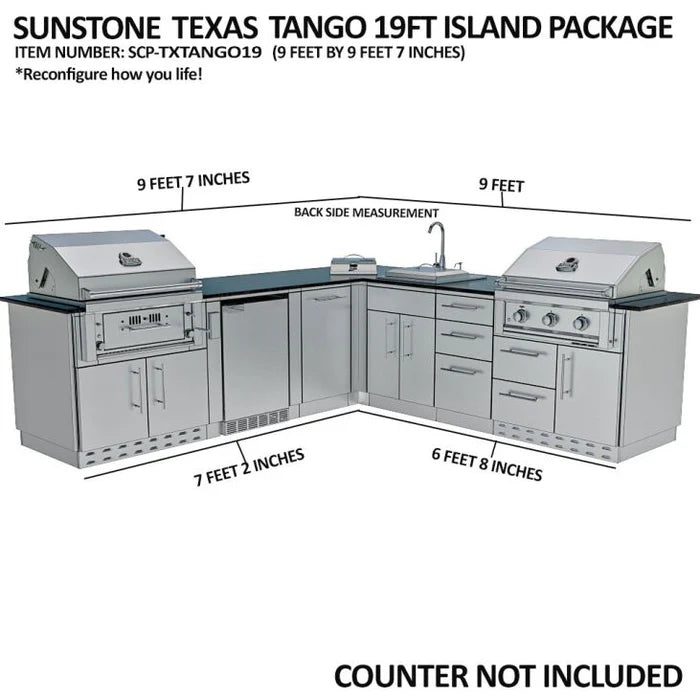 Sunstone The Texas Tango 19FT Outdoor Cabinet large Island Package