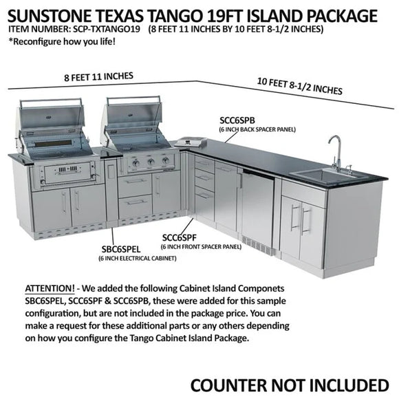 Sunstone The Texas Tango 19FT Outdoor Cabinet large Island Package
