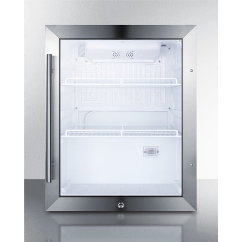 Summit 18 Inch Compact Outdoor Beverage Center with Glass Door and Lock