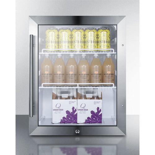 Summit 18 Inch Compact Outdoor Beverage Center with Glass Door and Lock