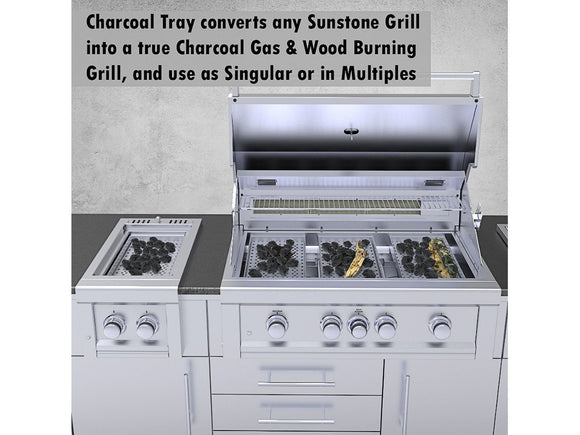 Sunstone 10 Inch Wide Charcoal Tray with Removable Panel