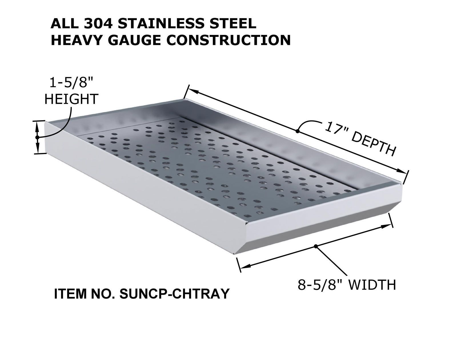 Sunstone 10 Inch Wide Charcoal Tray with Removable Panel