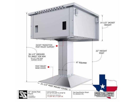 Sunstone 22 Inch Post Fixture Mount for Grill Jacket