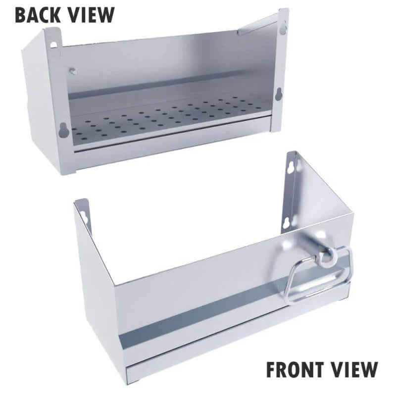 Sunstone 304 Stainless Steel 13-1/2 Inch Bar Caddy Speed Rail w/Drip Pan & Towel Holder