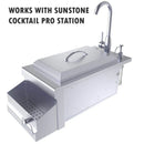 Sunstone 304 Stainless Steel 13-1/2 Inch Bar Caddy Speed Rail w/Drip Pan & Towel Holder-3