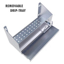 Sunstone 304 Stainless Steel 13-1/2 Inch Bar Caddy Speed Rail w/Drip Pan & Towel Holder-2