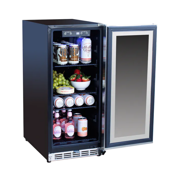 TrueFlame 15 Inch Outdoor Refrigerator with Solid Door and Lock