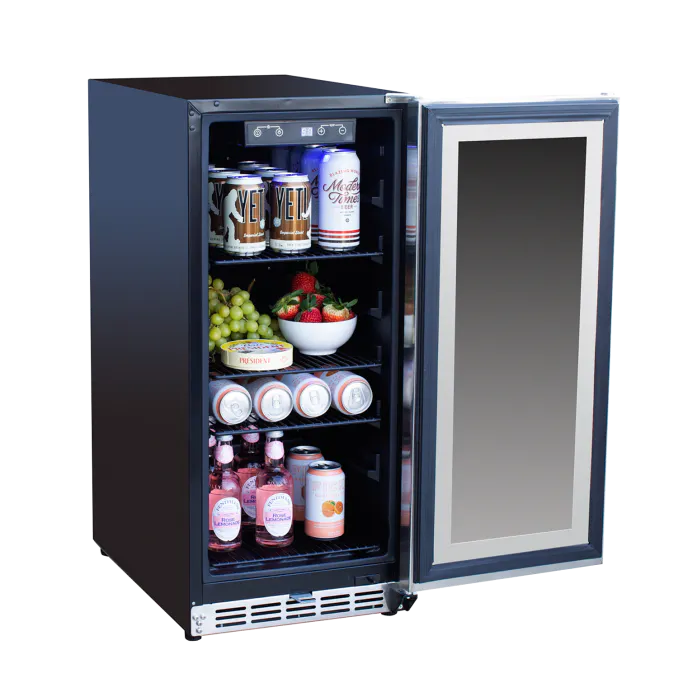 TrueFlame 15 Inch Outdoor Refrigerator with Solid Door and Lock