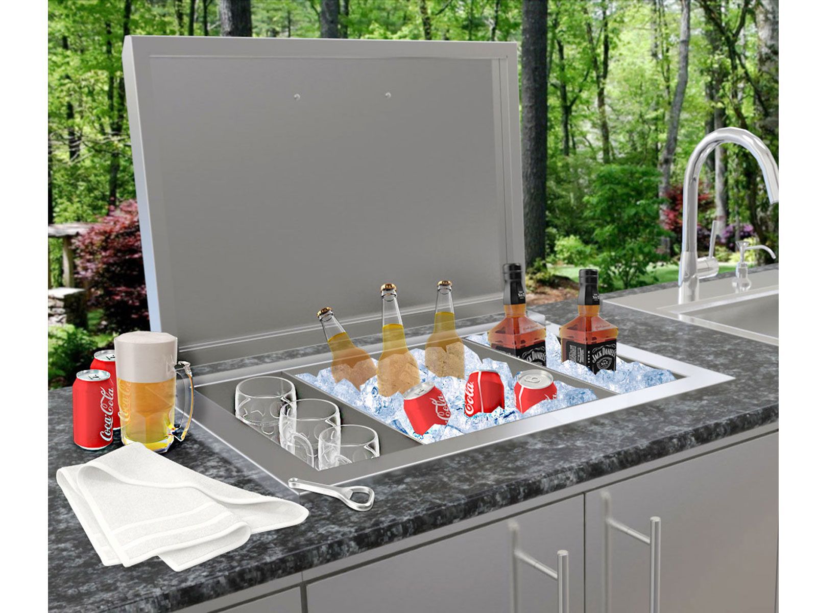  Sunstone 28-Inch Stainless Steel Insulated Large Drop-In Ice Chest