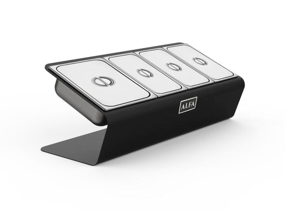 Alfa Forni Topping Station with 4 Trays and Lids – Pizza Prep Accessory