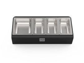 Alfa Forni Topping Station with 4 Trays and Lids – Pizza Prep Accessory