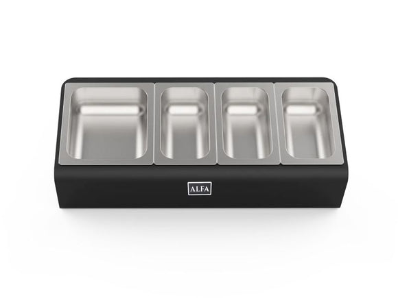 Alfa Forni Topping Station with 4 Trays and Lids – Pizza Prep Accessory