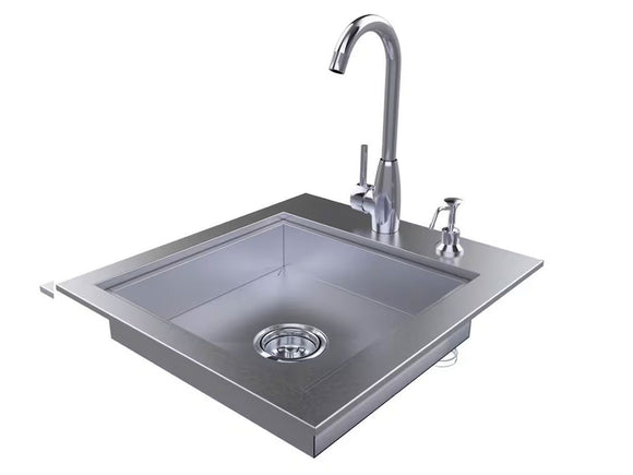 Sunstone Outdoor 20-Inch ADA Single Sink – Stainless Steel with Faucet & Cover