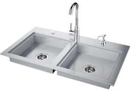 Sunstone Outdoor 37-Inch ADA Double Sink – Stainless Steel with Covers & Faucet