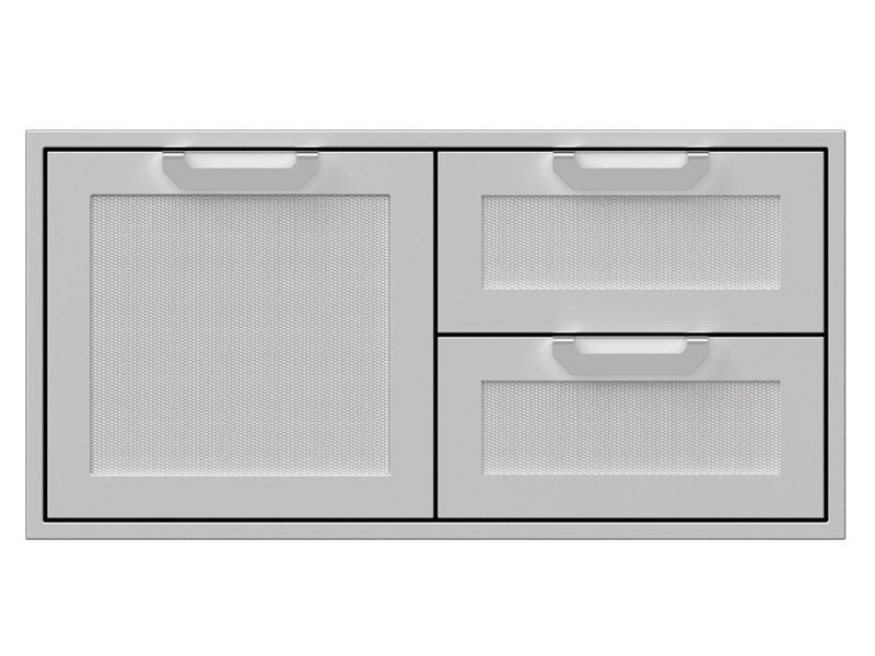 Hestan 12-Foot Outdoor Living Suite with Power Burner and Beer Dispenser Cutouts, Bar Top & Foot Rail with Countertop