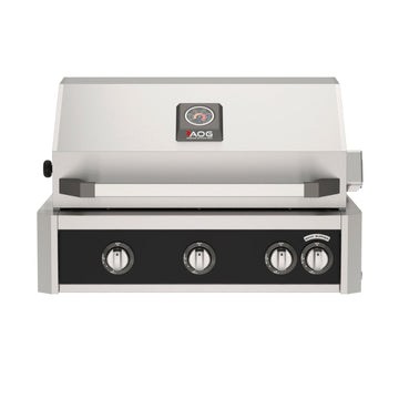 American Outdoor Grill 30 inch L-Series built-in gas grill in black with rear infrared burner and rotisserie kit