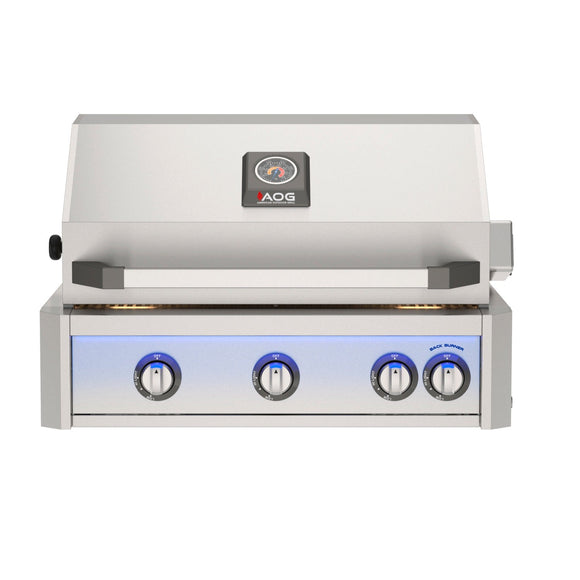 American Outdoor Grill 30 inch L-Series built-in gas grill in stainless steel with rear infrared burner and rotisserie kit