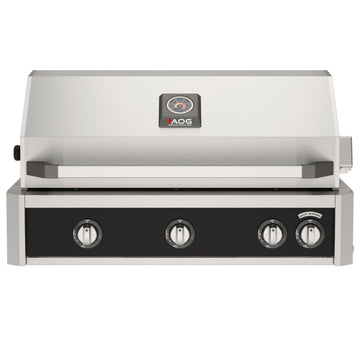 American Outdoor Grill 36 inch L-Series built-in gas grill in black with rear infrared burner and rotisserie kit