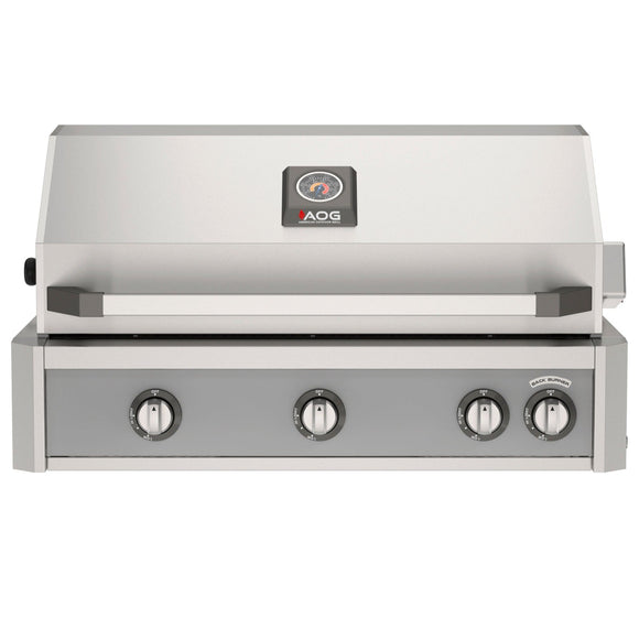 American Outdoor Grill 36 inch L-Series built-in gas grill in gray with rear infrared burner and rotisserie kit