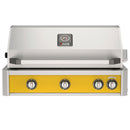American Outdoor Grill 36 inch L-Series built-in gas grill in yellow with rear infrared burner and rotisserie kit