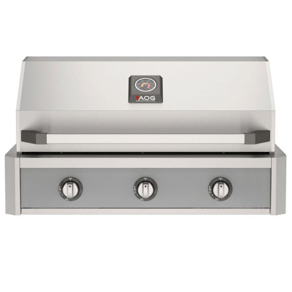 American Outdoor Grill 36-Inch T-Series Built-In Gas Grill with Gray Accent Panel, Premium Stainless Steel 3-Burner Outdoor Grill