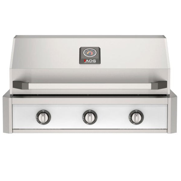 American Outdoor Grill 36-Inch T-Series Built-In Gas Grill in Stainless Steel with White Accent Panel, Front View