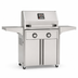 American Outdoor Grill 24-inch T-Series freestanding gas grill with lid closed, stainless steel finish, front view on white background
