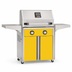 American Outdoor Grill 24-inch T-Series freestanding gas grill with lid closed, yellow finish, front view on white background
