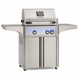American Outdoor Grill 24-inch L-Series freestanding gas grill with lid closed, stainless steel finish, front view on white background

