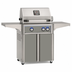 American Outdoor Grill 24-inch L-Series freestanding gas grill with lid closed, grey finish, front view on white background

