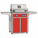 American Outdoor Grill 24-inch L-Series freestanding gas grill with lid closed, red finish, front view on white background

