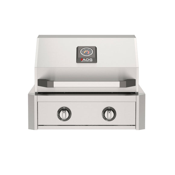 American Outdoor Grill 24-Inch T-Series Built-In Stainless Steel Gas Grill, 2-Burner Built-In Grill with Analog Thermometer, Front View