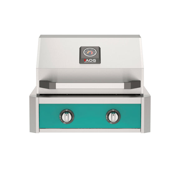 American Outdoor Grill 24-Inch T-Series Built-In Grill with Teal Accent Panel, 2-Burner Stainless Steel Built-In BBQ Grill