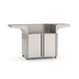 American Outdoor Grill 30-inch portable cart base in all-stainless steel finish, doors open, showing interior storage space, side shelves extended