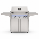 American Outdoor Grill 30-inch L-Series freestanding gas grill with lid closed, stainless steel finish, front view on white background
