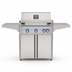 American Outdoor Grill 30-inch L-Series freestanding gas grill with lid closed, stainless steel finish, front view on white background
