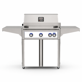 American Outdoor Grill 30-inch L-Series freestanding gas grill with lid closed, white finish, front view on white background
