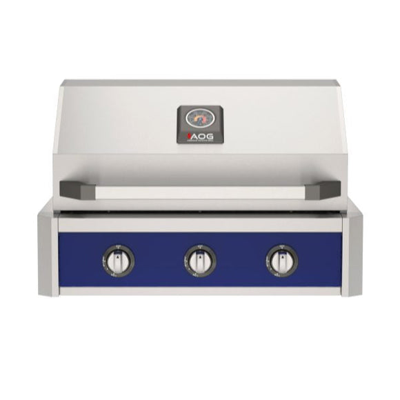  American Outdoor Grill 30-Inch T-Series Built-In Gas Grill with Blue Accent Panel, 3-Burner Outdoor Kitchen Grill