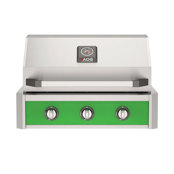 American Outdoor Grill 30-Inch T-Series Built-In Grill with Green Accent Panel, Stainless Steel 3-Burner Gas Grill