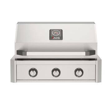 American Outdoor Grill 30-Inch T-Series Built-In Stainless Steel Gas Grill, 3-Burner Built-In Grill with Analog Thermometer, Front View