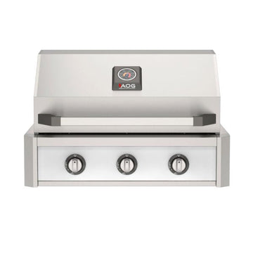 American Outdoor Grill 30-Inch T-Series Built-In Gas Grill in Stainless Steel with White Accent Panel, Front View