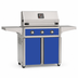 American Outdoor Grill 30-inch T-Series freestanding gas grill with lid closed, blue finish, front view on white background
