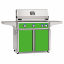 American Outdoor Grill 36-inch L-Series freestanding gas grill with lid closed, green finish, front view on white background

