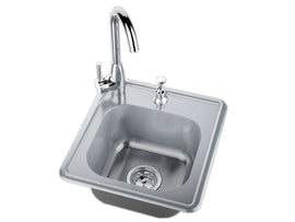 Sunstone Outdoor-Rated Stainless Steel 17 x 16-Inch Drop-In Sink with Faucet