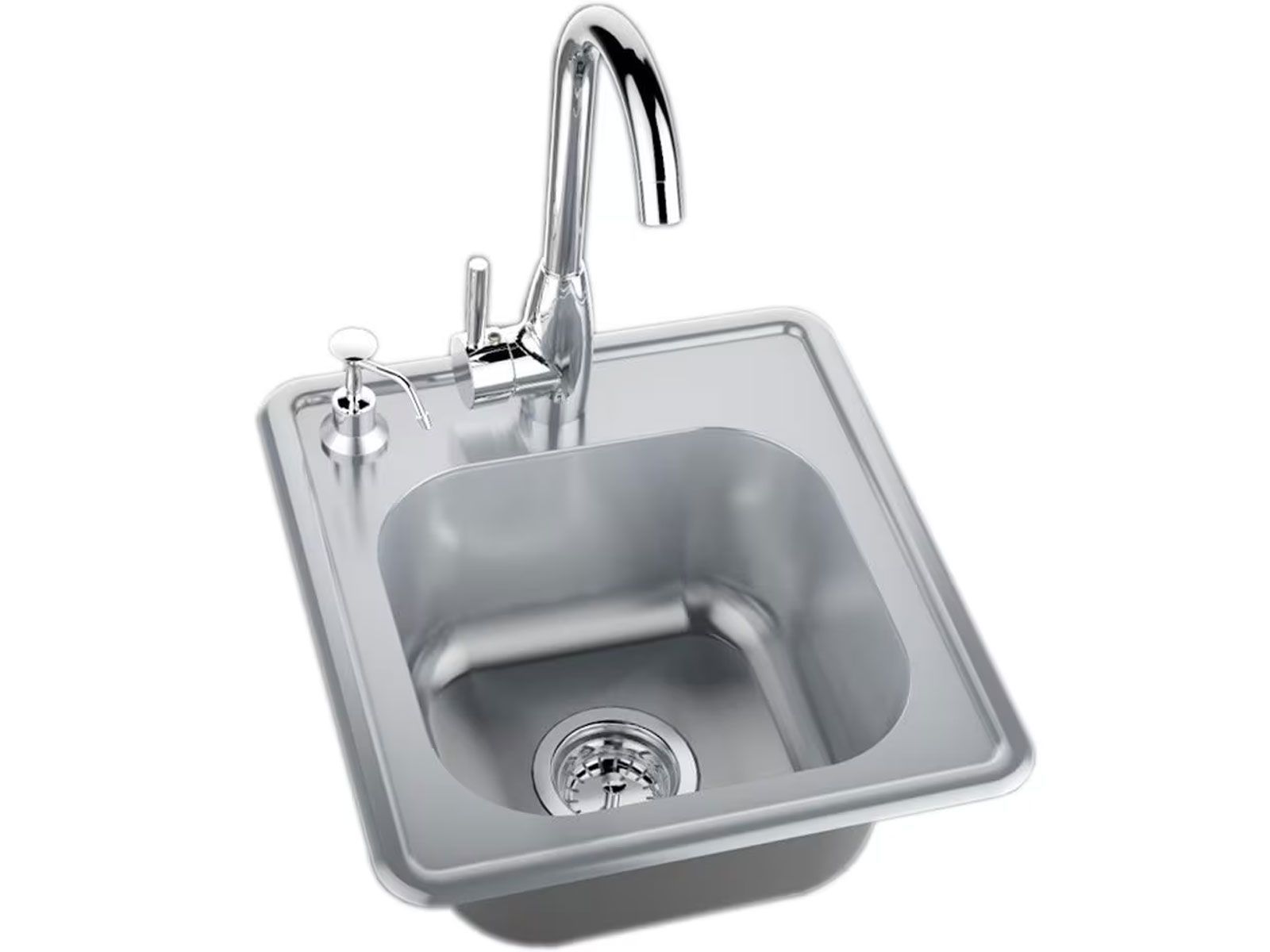 Sunstone Outdoor-Rated Stainless Steel 17 x 16-Inch Drop-In Sink with Faucet