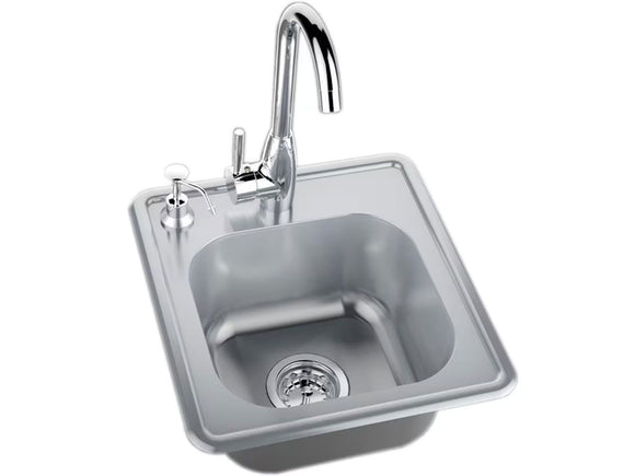 Sunstone Outdoor-Rated Stainless Steel 17 x 16-Inch Drop-In Sink with Faucet